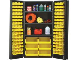 CABINET W/102 YELLOW BINS STL 36X24X72IN