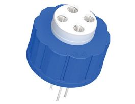 Solvent Bottle Cap, GL45, 4 UNF(F) ports without valves, blue; 1/ea