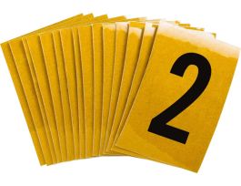 BradyLite 1 in Reflective Numbers Black on Yellow, 2 25/PK