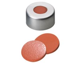 Silver Aluminum Crimp Cap, 11 mm Dia., Rubber/PTFE Septum; 1000/pk