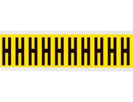 Repositionable Vinyl 2 in Black on Yellow, Letters H Card of 10 Labels
