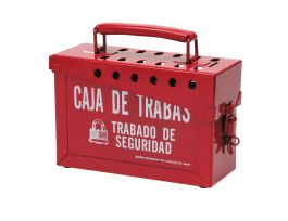 Brady® Portable Metal Group Lock Box, Small, 13 Lock Capacity, Red, Spanish