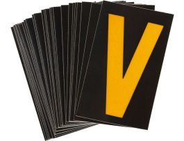BradyLite 1 in Reflective Numbers Yellow on Black, V 25/PK
