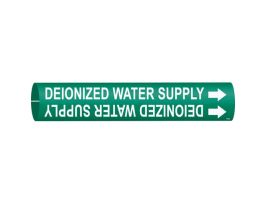 Deionized Water Supply Pipe Marker, Fits Pipes 0.75" Dia. Thru 1.375" Dia.