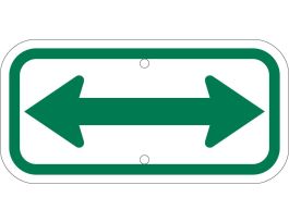 Green On White Double Arrow Sign, 6" H x 12" W x 0.090" D, Green on White
