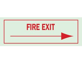 Fire Exit Sign, 3.5" H x 10" W x 0.008" D, Arrow Direction: Right