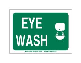 Eye Wash w/Pictogram Sign, 7" H x 10" W x 0.035" D, Aluminum, White on Green
