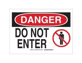 DANGER Do Not Enter w/Pictogram Sign, 10" H x 14" W x 0.006" D, Polyester
