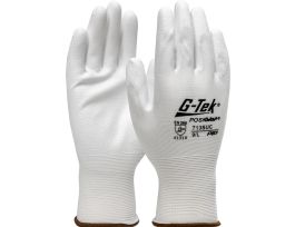 WHITE NYLON GLOVE W/ POLYURETHANE KNIT WRIST