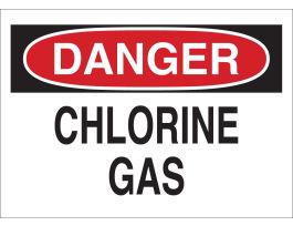 DANGER Chlorine Gas Sign, 7" H x 10" W x 0.035" D, Aluminum