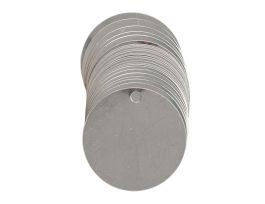 Blank Valve Tags, 2" Dia, Steel, Silver