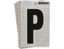 Glow in the Dark 3 in Black, Green Glow on Silver Letter P 10/PK