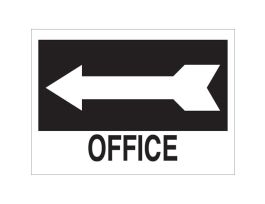 Office Sign, 10" H x 14" W x 0.035" D, Aluminum, Arrow Direction: Left