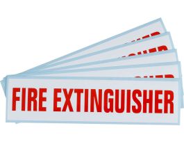 Fire Extinguisher Label, 2.25" H x 9" W, Red on White, Vinyl