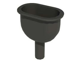 Cup Sink, Polypropylene, 6" L, 3" W, 3.7" D, Center Outlet