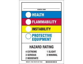 Chemical Name Health Flammability Instability Protective Equipment Hazard Sign, 10" H x 7" W x 0.025" D, Magnetic Vinyl