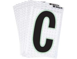 Glow in the Dark 2 in Black, Green Glow on Silver Letter C 10/PK