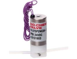 Solenoid Operated Pinch Valve, Two-Way Normally Open, 1/16" ID Silicone; 24 VDC