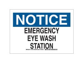 NOTICE Emergency Eye Wash Station Sign, 10" H x 14" W x 0.035" D, Aluminum