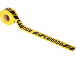 Reinforced Barricade Tape Roll - Polyethylene, CAUTION, Black on Yellow, 3' x 500'