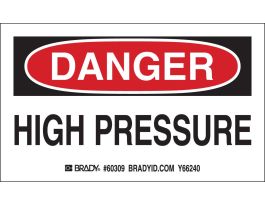 HIGH PRESSURE Labels, 3" H x 5" W x 0.0038" D, Black/Red on White