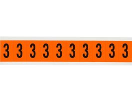 Outdoor Vinyl 1 in Black on Orange Numbers 3 Card of 10 Labels