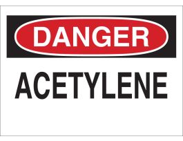 DANGER Acetylene Sign, 10" H x 14" W x 0.1" D, Fiberglass