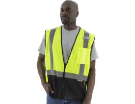 HIGH VISIBILITY MESH VEST WITH BLACK BOTTOM