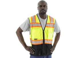 High Visibility Mesh Vest with DOT Reflective Chainsaw Striping, ANSI 2, R L