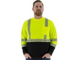 High visibility long sleeve shirt with reflective chainsaw Striping, ANSI 2, R 1X