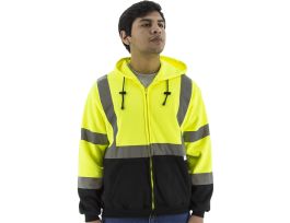 High Visibility Hooded Sweatshirt with Zipper Closure, ANSI 3, R X3
