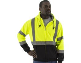 High Visibility Hooded Sweatshirt with TEFLON Fabric Protector, ANSI 3, R YLW/BLK  L