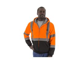 High Visibility Hooded Sweatshirt with TEFLON Fabric Protector, ANSI 3, R ORG/BLK  L