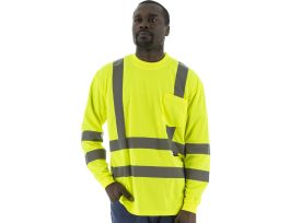 High Visibility Long Sleeve Shirt, ANSI 3, R, Yellow L