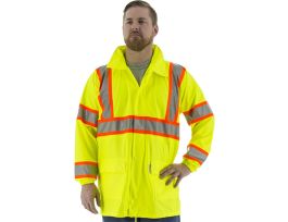 High Visibility Waterproof Rain Jacket with DOT Striping, ANSI 3, R, Yellow, L