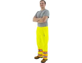 High Visibility Waterproof Rain Waist Pants with DOT Striping, ANSI , Yellow, L