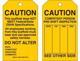 Equipment Status Tag CAUTION Heavy Duty Polyester 7x4 Black on Yellow 10/PK