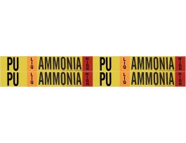 PU LIQ AMMONIA HIGH Pipe Marker, 1.125" H x 7" W, Card of 4 Each, Fits Pipes .75" Dia. Thru 2.375" Dia.