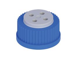 Solvent Delivery Cap with Viton Air Inlet Valve, Four 1/4-28 ports, GL45; 1/EA