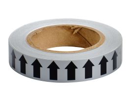 Directional Flow Arrow Tape for Pipe Marking - Roll Form,  Vinyl, Black on Gray, 1" x 30 Yd
