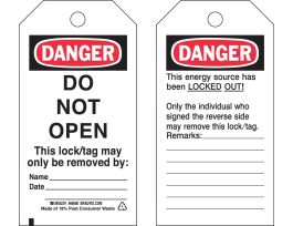 DANGER Do Not Open Lockout Tagout Tags Polyester 5.75 in H x 3 in W 25PK