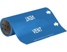 VENT Pipe Marker, 30' H x 12" W, Roll of 30', Fits Pipes, 2.5" Dia. Thru 6" Dia.