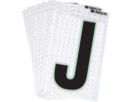 Glow in the Dark 2 in Black, Green Glow on Silver Letter J 10/PK