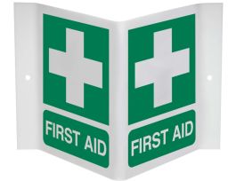 First Aid Sign, 12.5" H x 18" W x 0.055" D, Polyethylene