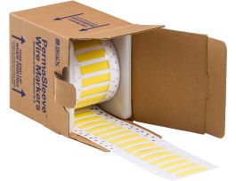 Low Smoke Zero Halogen Double Sided PermaSleeve Heat Shrink Tubing, 0.25" Dia x 2" W, Yellow, Roll of 500 Each