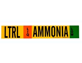 LTRL LIQ AMMONIA LOW Pipe Marker, 4" H x 24" W, Fits Pipes 8" Dia. or Larger