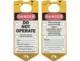 Labeled Group Lockout Hasps, Gold, Pack /5