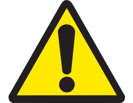 Warning Labels: Vinyl, Black on Yellow, 1 in H x 1" W, Hazardous Area Pictogram