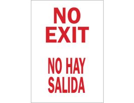 Bilingual No Exit Sign, 20" H x 14" W x 0.1" D, Fiberglass