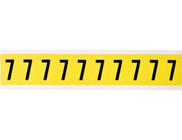 Repositionable Vinyl 1 in Black on Yellow, Numbers 7 Card of 10 Labels